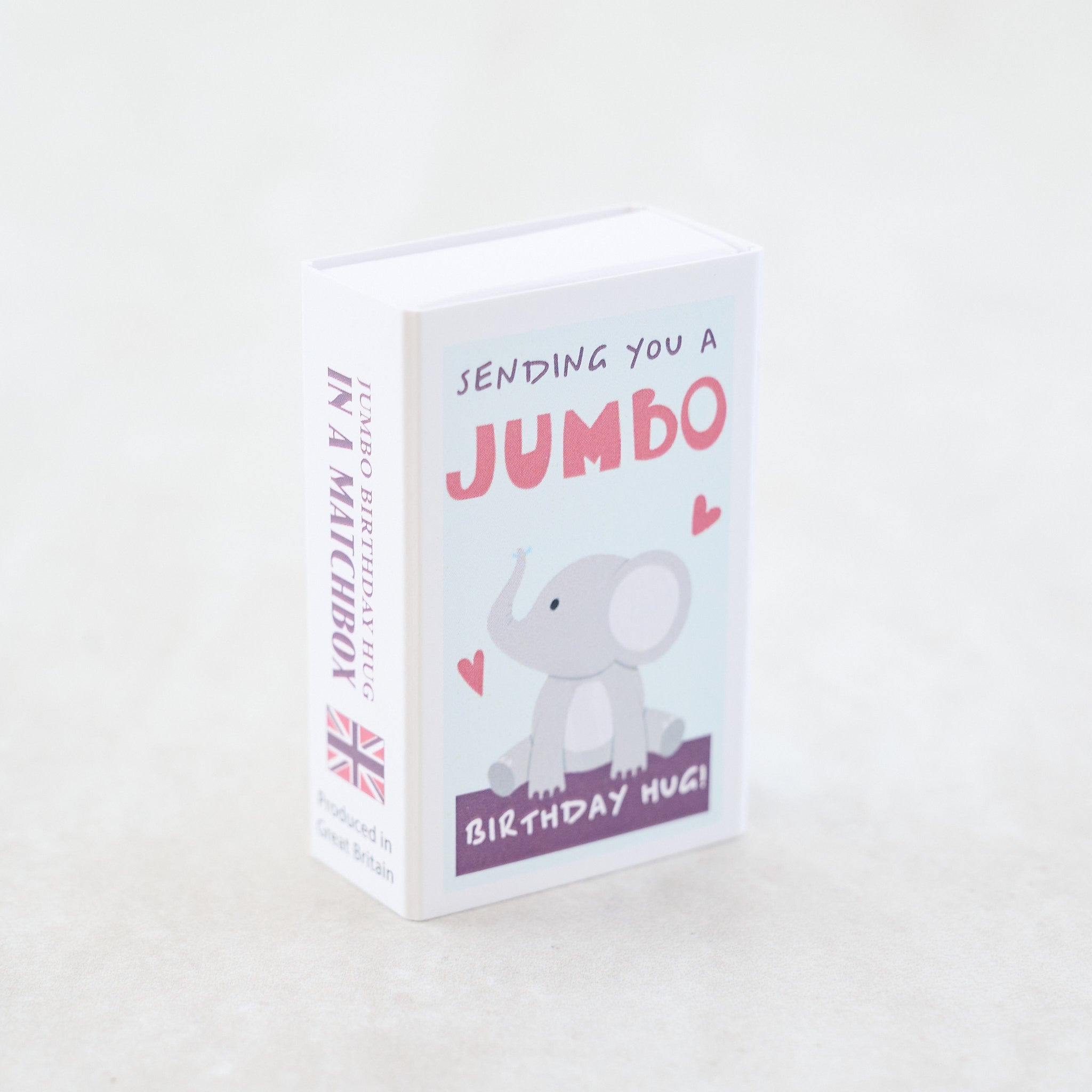 Jumbo Birthday Hug Wool Felt Elephant In A Matchbox