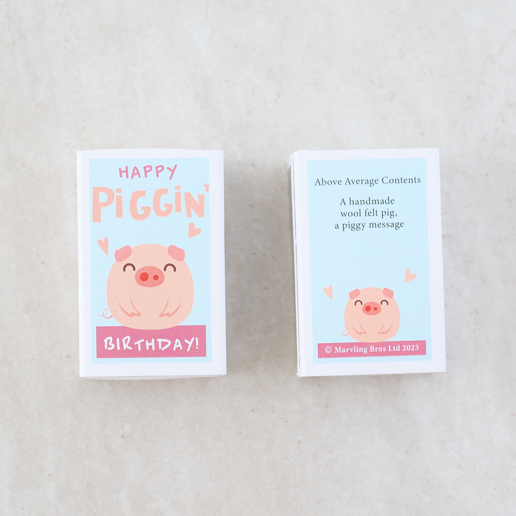 Happy Piggin' Birthday Wool Felt Pig In A Matchbox