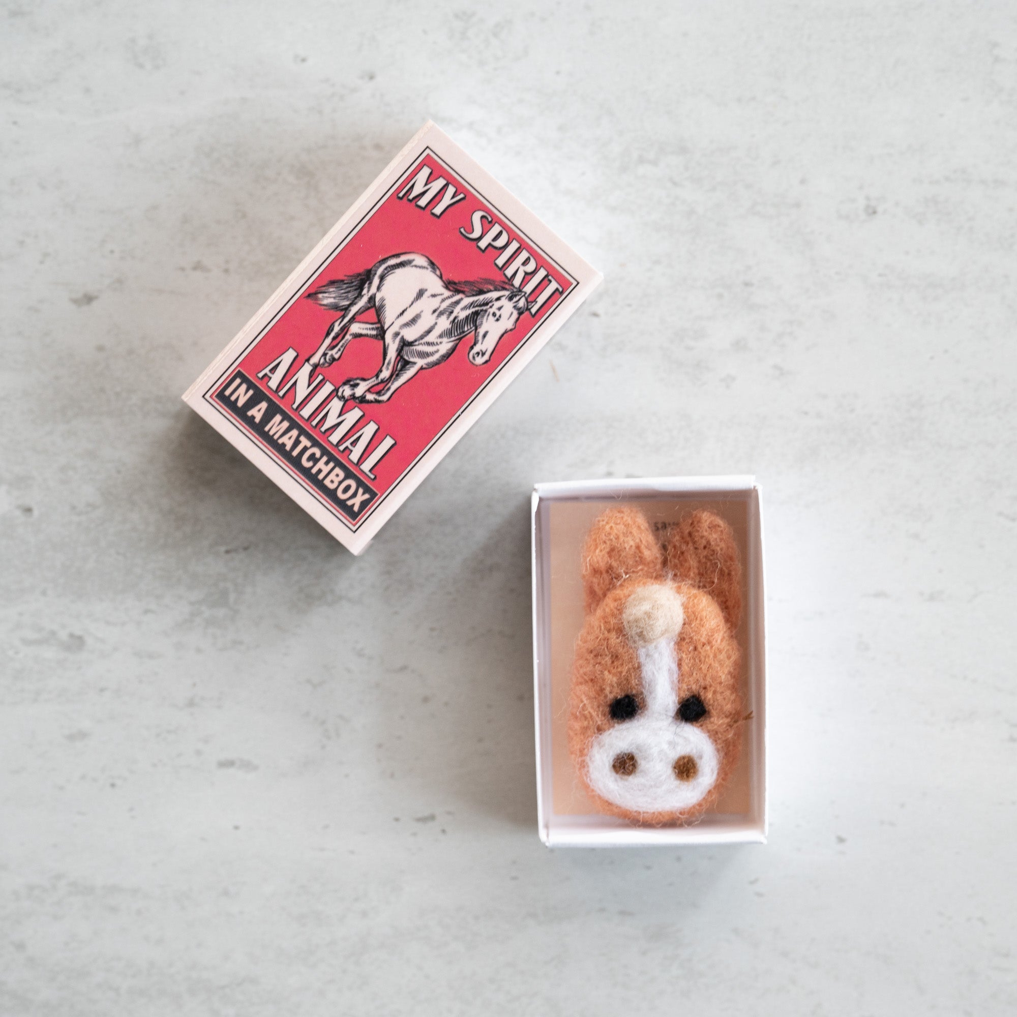 Wool Felt Horse Spirit Animal In A Matchbox