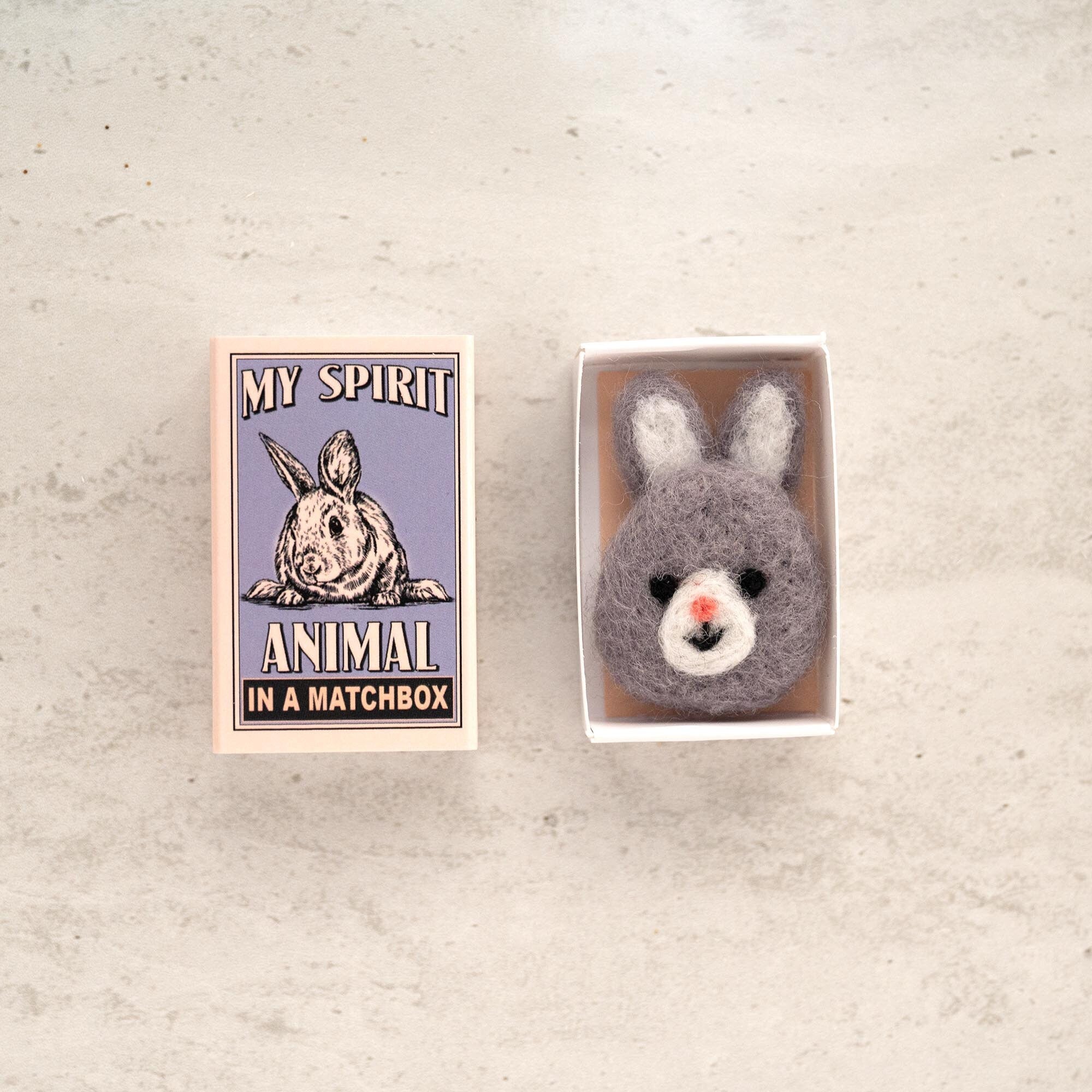 Wool Felt Rabbit Spirit Animal Gift In A Matchbox