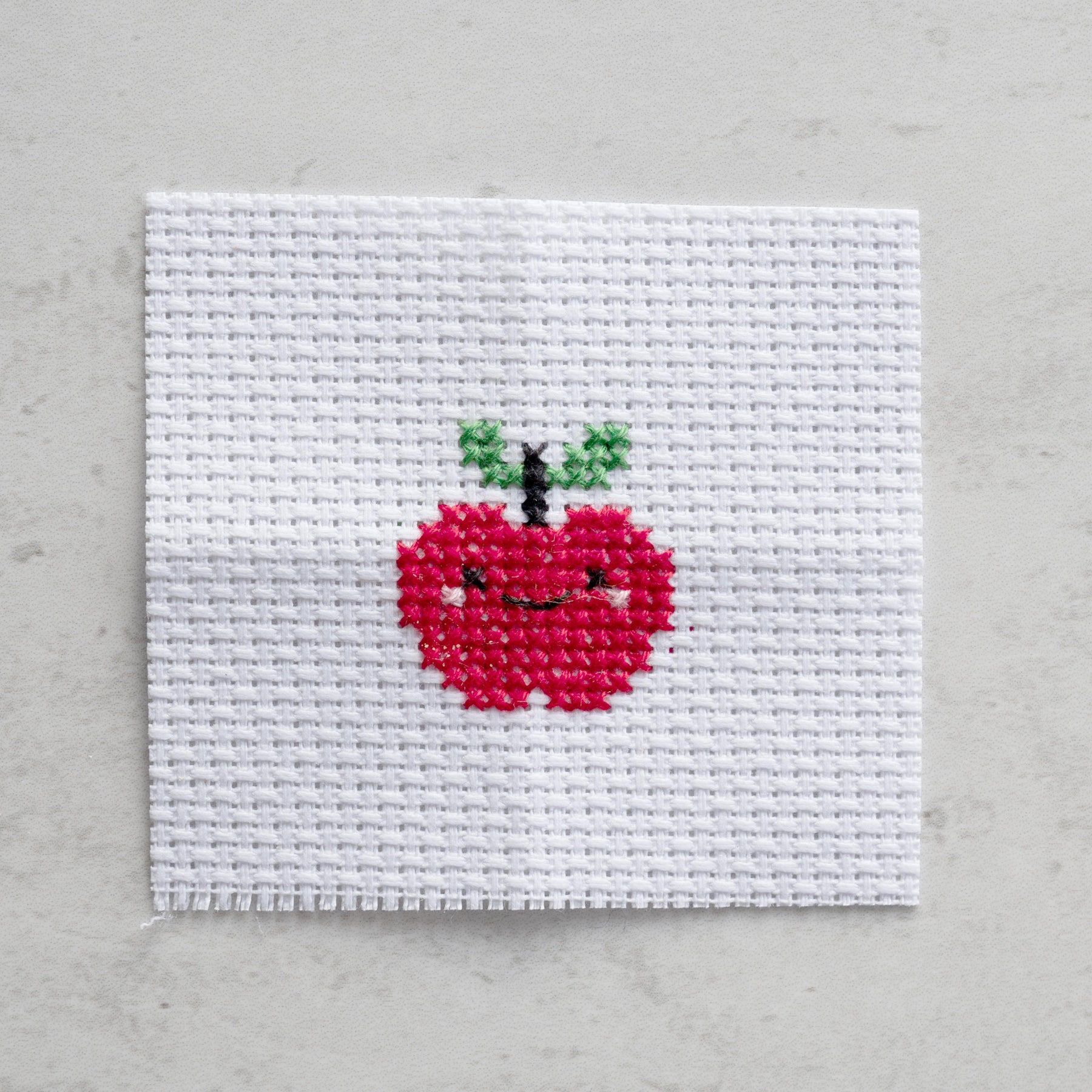 Mini Cross Stitch Kit With Kawaii Apple Design