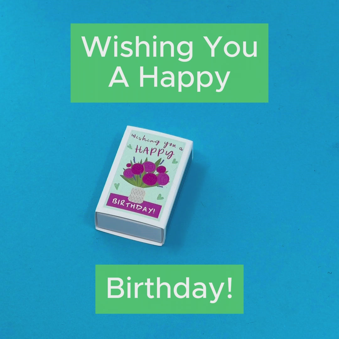 Happy Birthday Vase Of Roses In A Matchbox