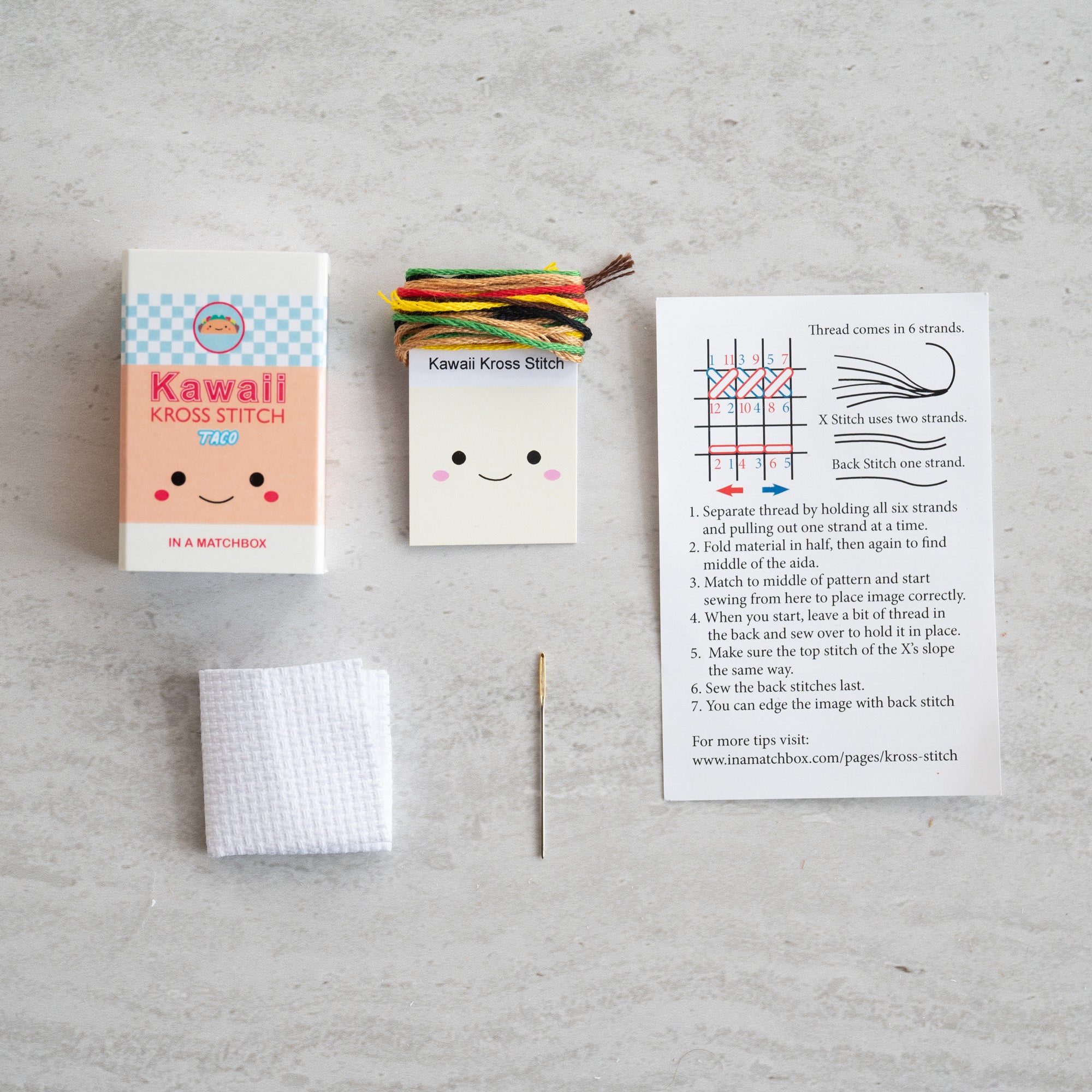 Mini Cross Stitch Kit With Kawaii Taco Design