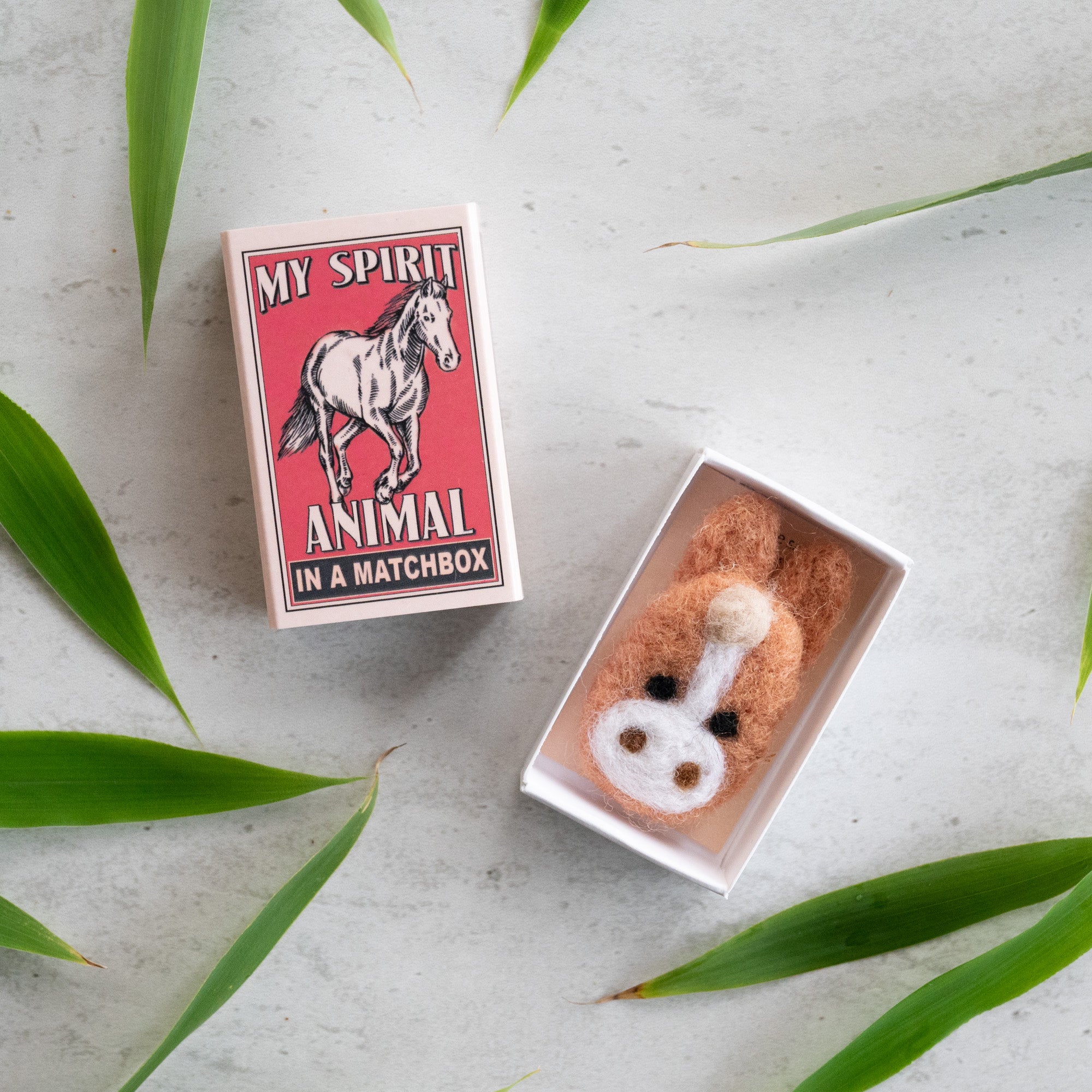 Wool Felt Horse Spirit Animal In A Matchbox