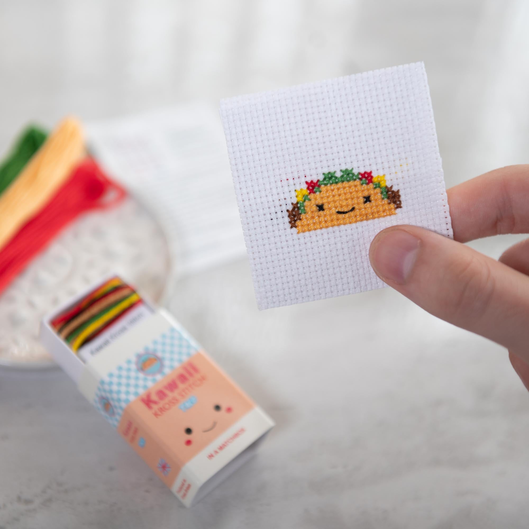 Mini Cross Stitch Kit With Kawaii Taco Design