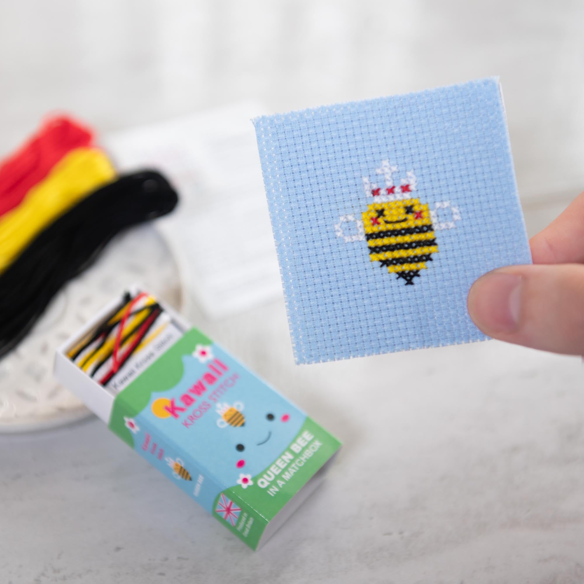 Kawaii Cross Stitch Queen Bee In A Matchbox