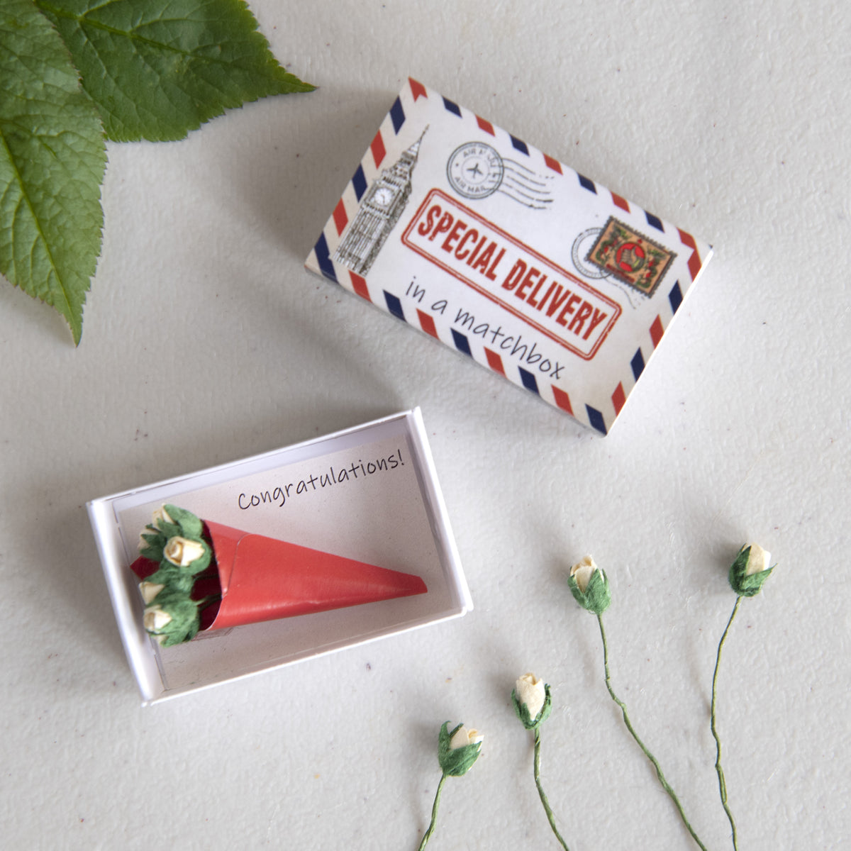 Special Delivery Congratulations Bouquet In A Matchbox