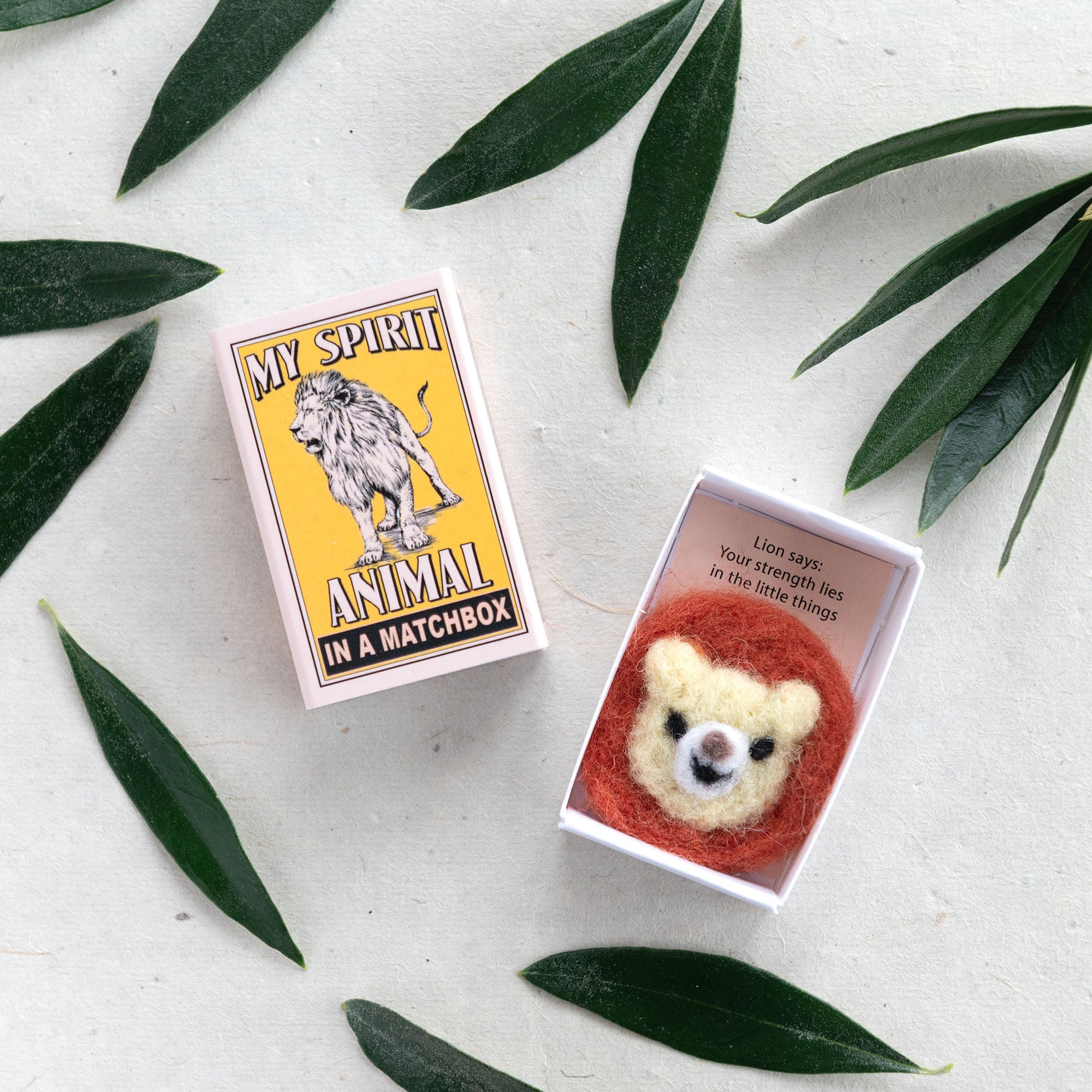 Wool Felt Lion Spirit Animal Gift In A Matchbox