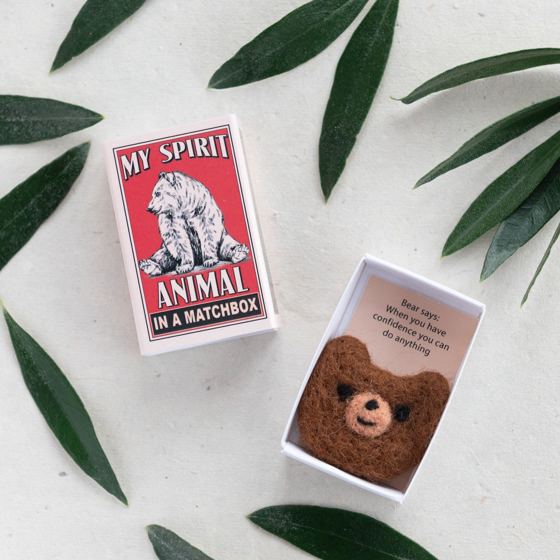 Wool Felt Bear Spirit Animal In A Matchbox