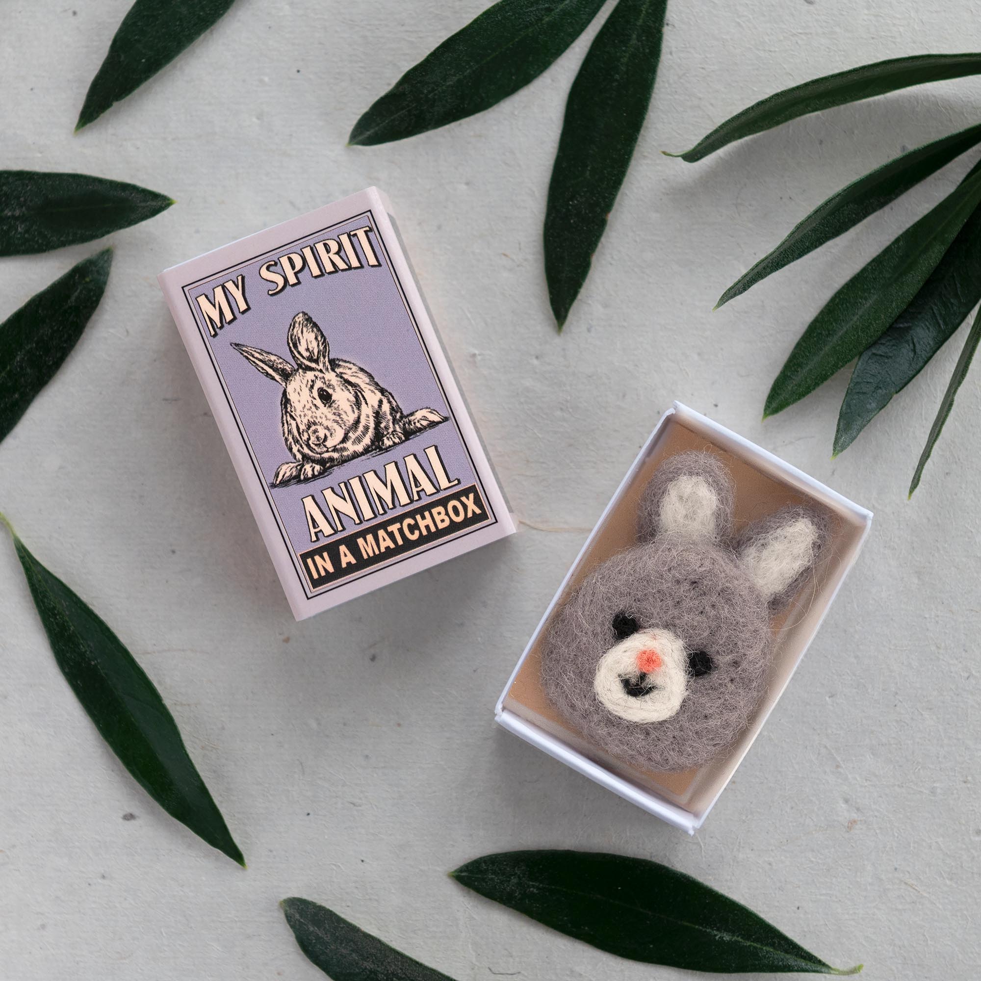 Wool Felt Rabbit Spirit Animal Gift In A Matchbox