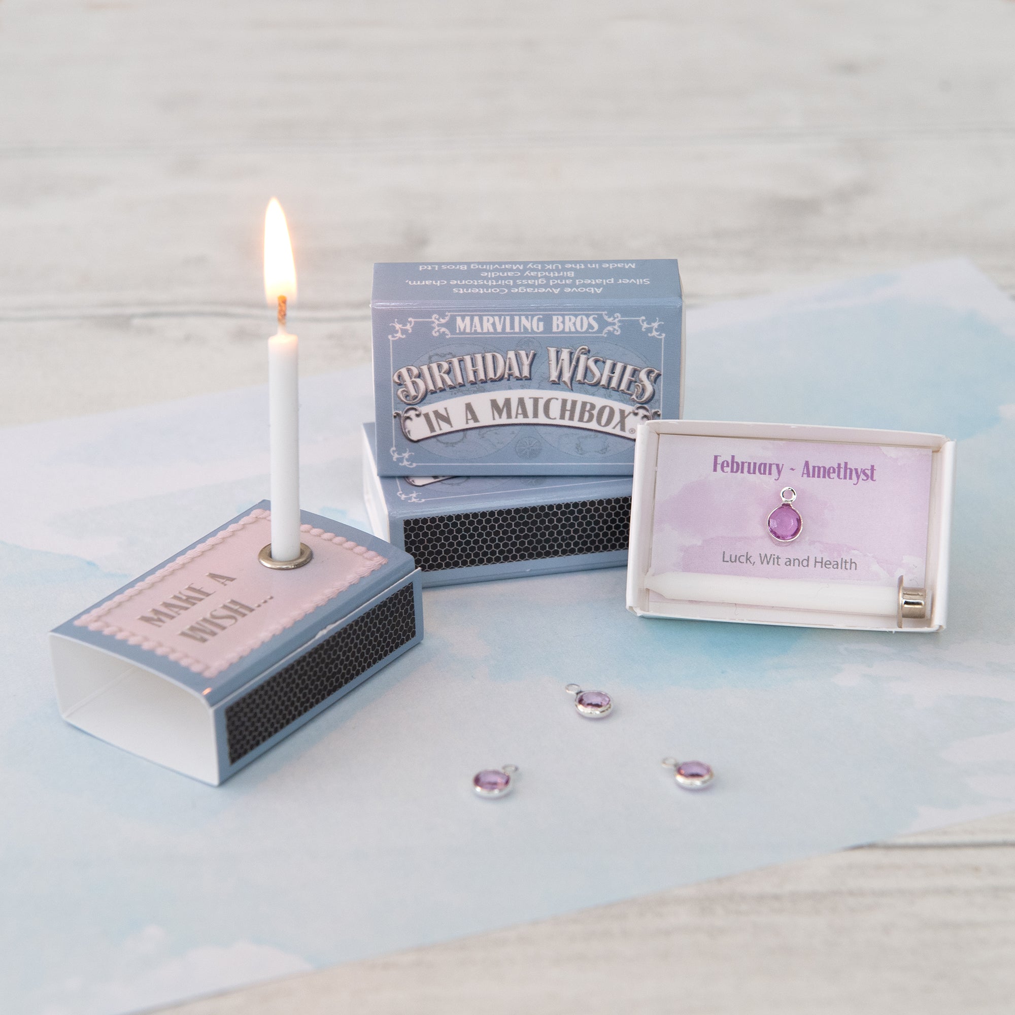 February Amethyst Birthstone And Birthday Candle Gift