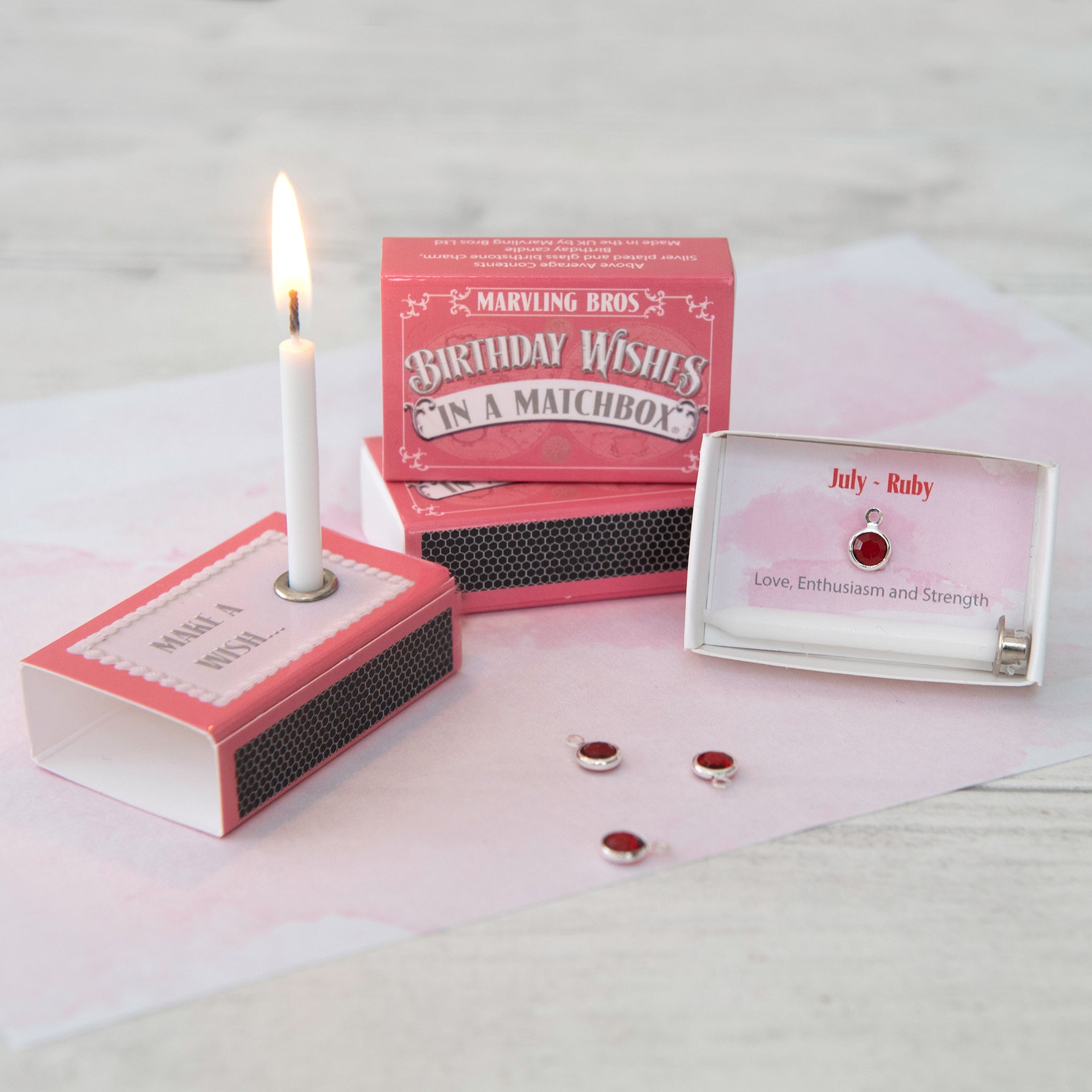 July Ruby Birthstone And Birthday Candle Gift