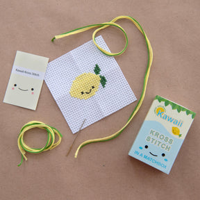 Mini Cross Stitch Kit With Kawaii Lemon Design