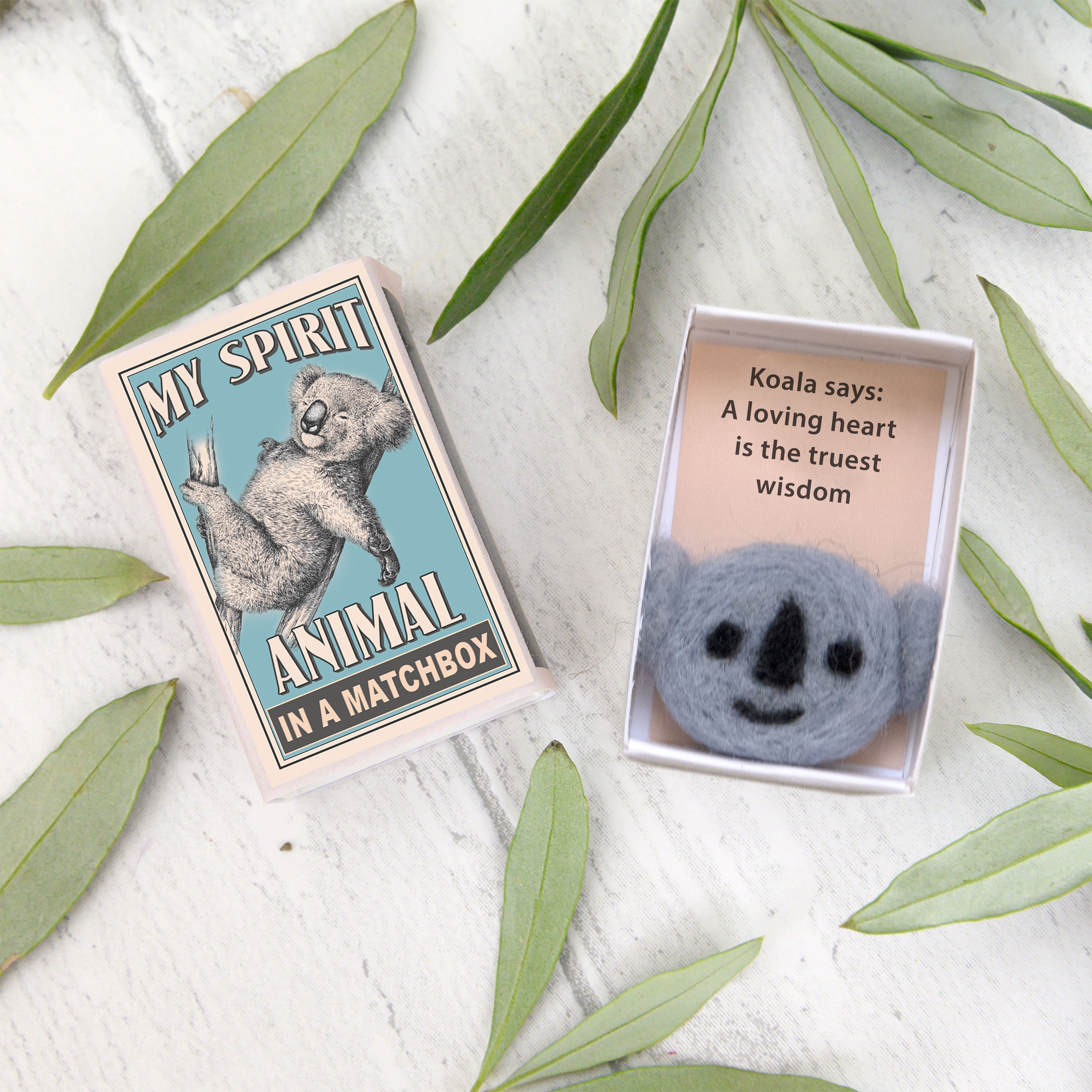 Wool Felt Koala Spirit Animal Gift In A Matchbox