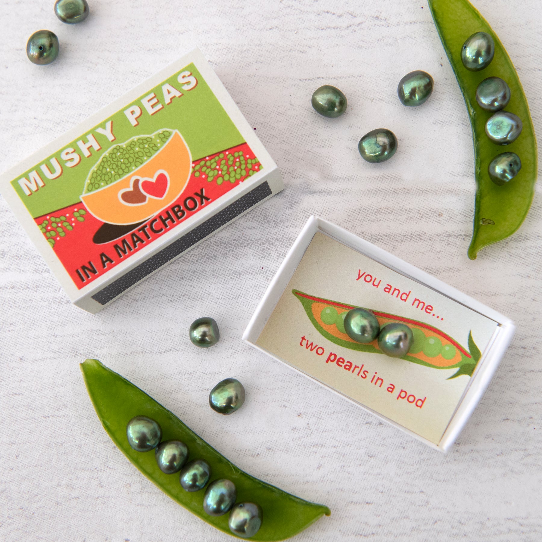 Green Freshwater Pearls With Mushy Pea Message Gift