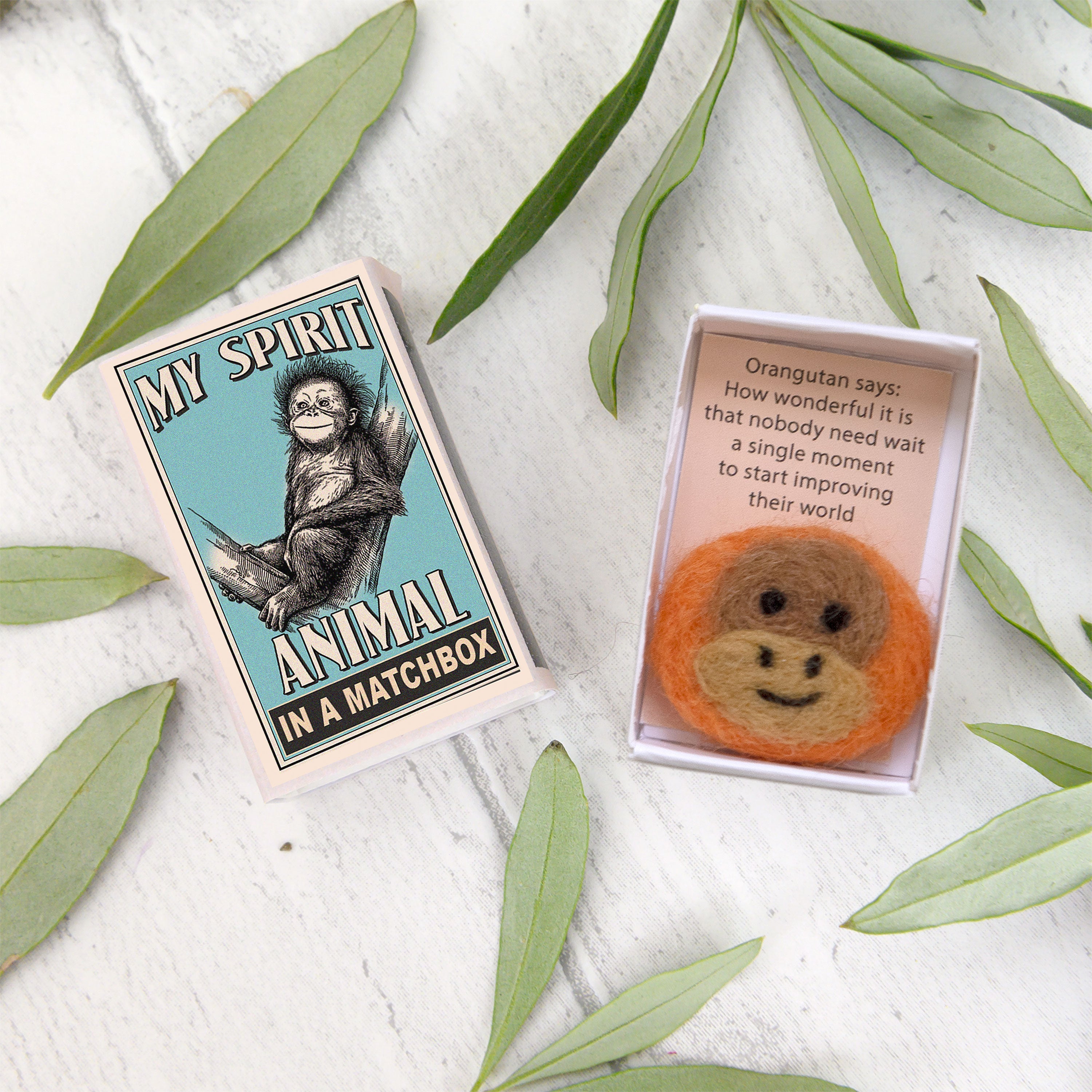 Wool Felt Orangutan Spirit Animal Gift In A Matchbox