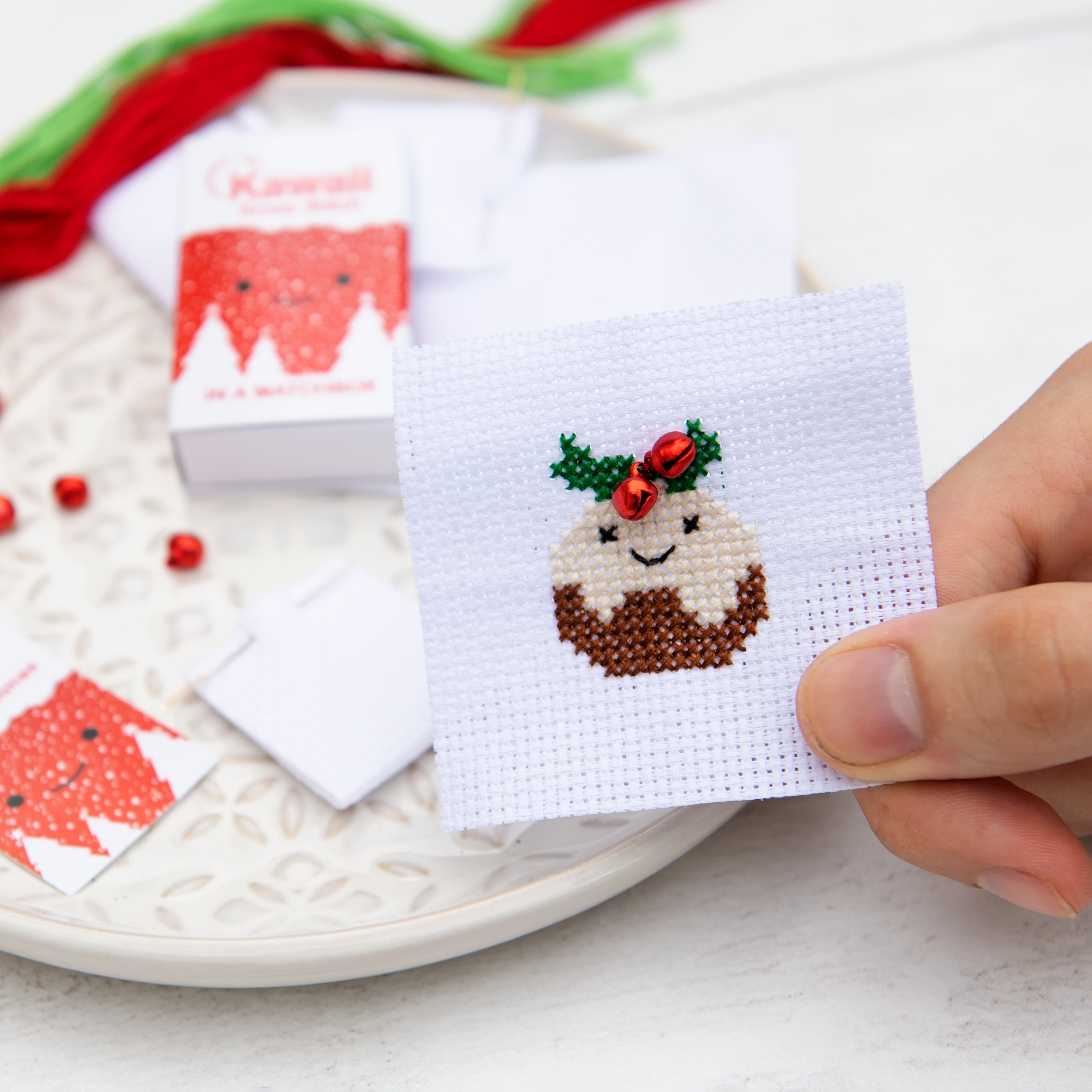 Kawaii Christmas Pudding Cross Stitch Kit