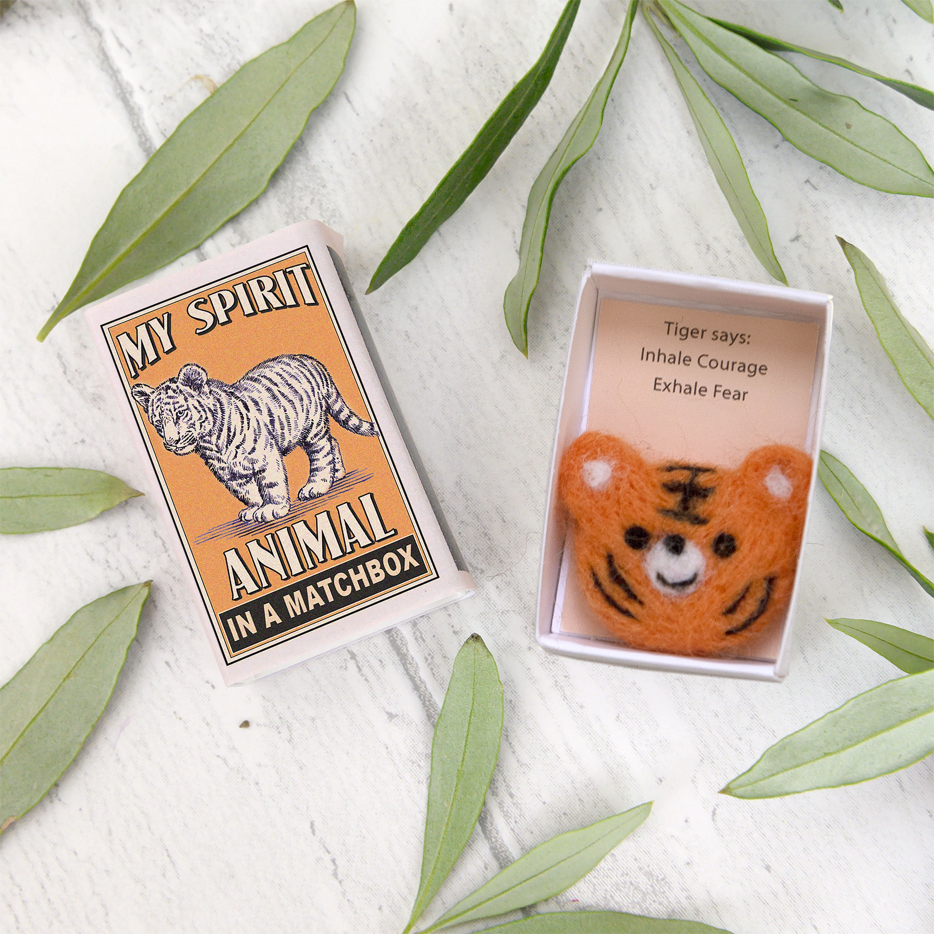 Wool Felt Tiger Spirit Animal Gift In A Matchbox